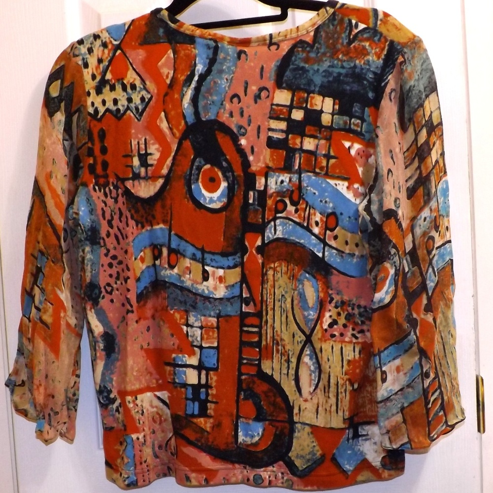 FASHQUE Art Beaded shirt top Chiffon sleeves XL - Picture 6 of 8